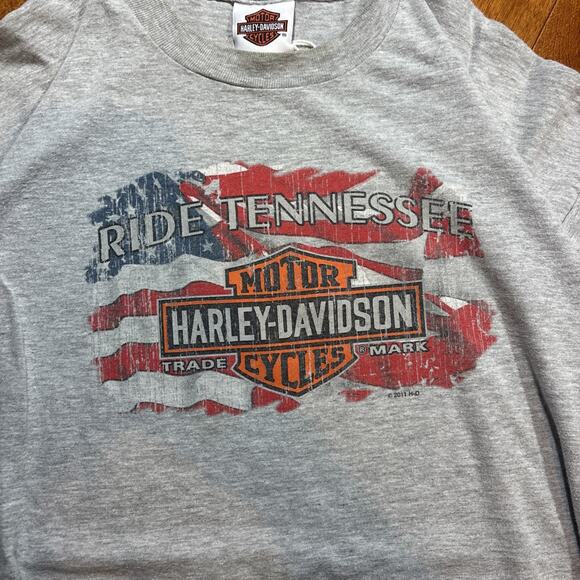 Harley Davidson T-Shirt XL Gray Ride Tennessee USA Flag Biker Motorcycle Tee - Picture 2 of 5